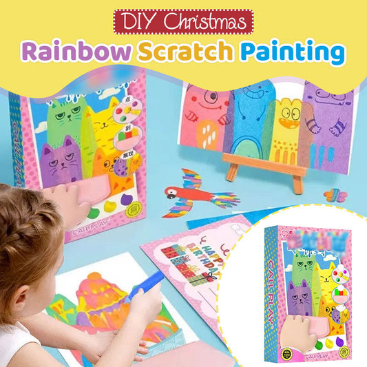 DIY Christmas Rainbow Scratch Painting