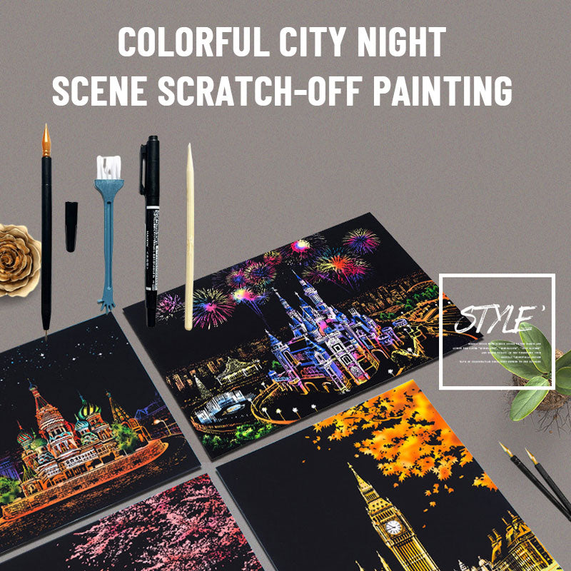 Colorful City Night Scene Scratch-Off Painting