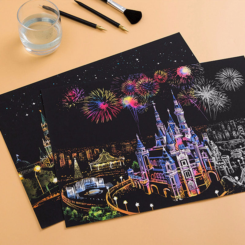 Colorful City Night Scene Scratch-Off Painting